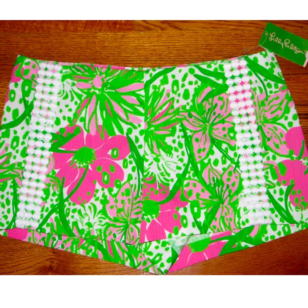NWT RARE 🦄 LILLY PULITZER 10 LIZA SHORTS CABANA PINK IN THE GARDEN 🦄